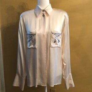100% ivory silk vintage blouse